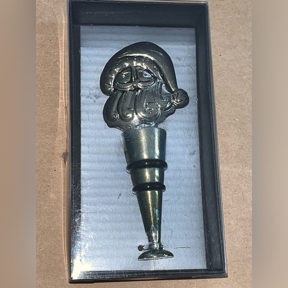 Vintage Old Time Pottery Santa Claus WINE STOPPER New in Box - Picture 5 of 7